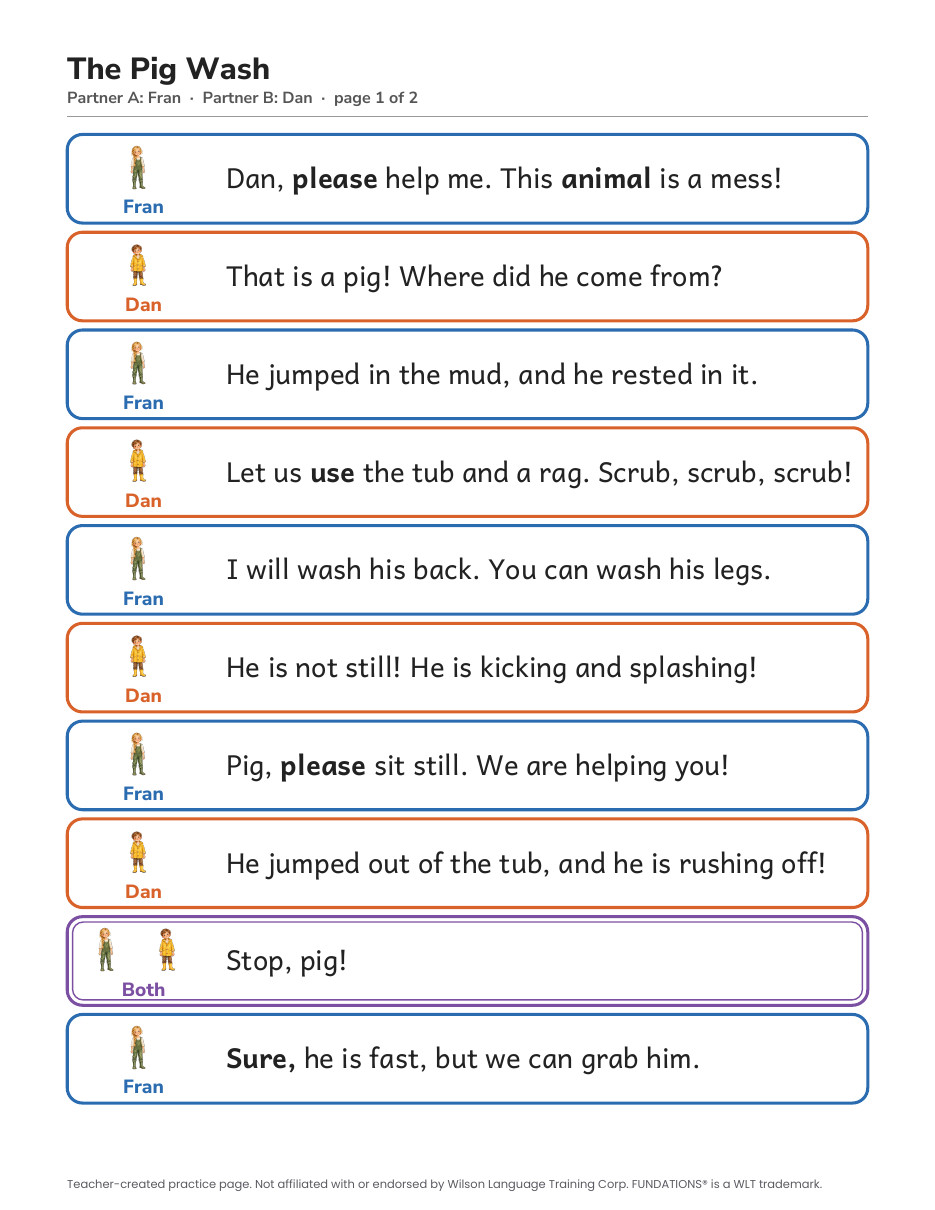 Preview page 2 of Fundations-Aligned Partner Reader's Theater · Level 2 Unit 4