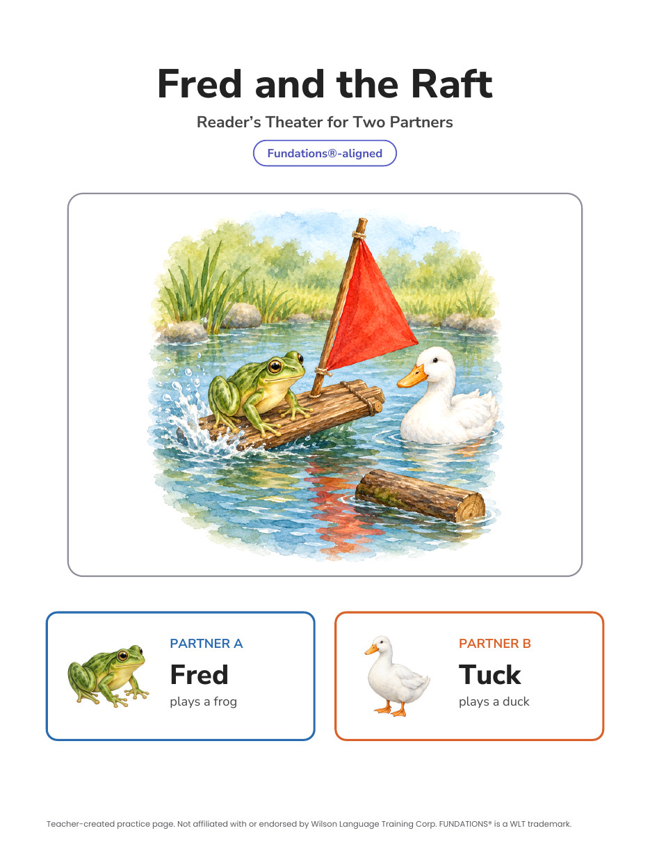 Preview page 4 of Fundations-Aligned Partner Reader's Theater · Level 2 Unit 4