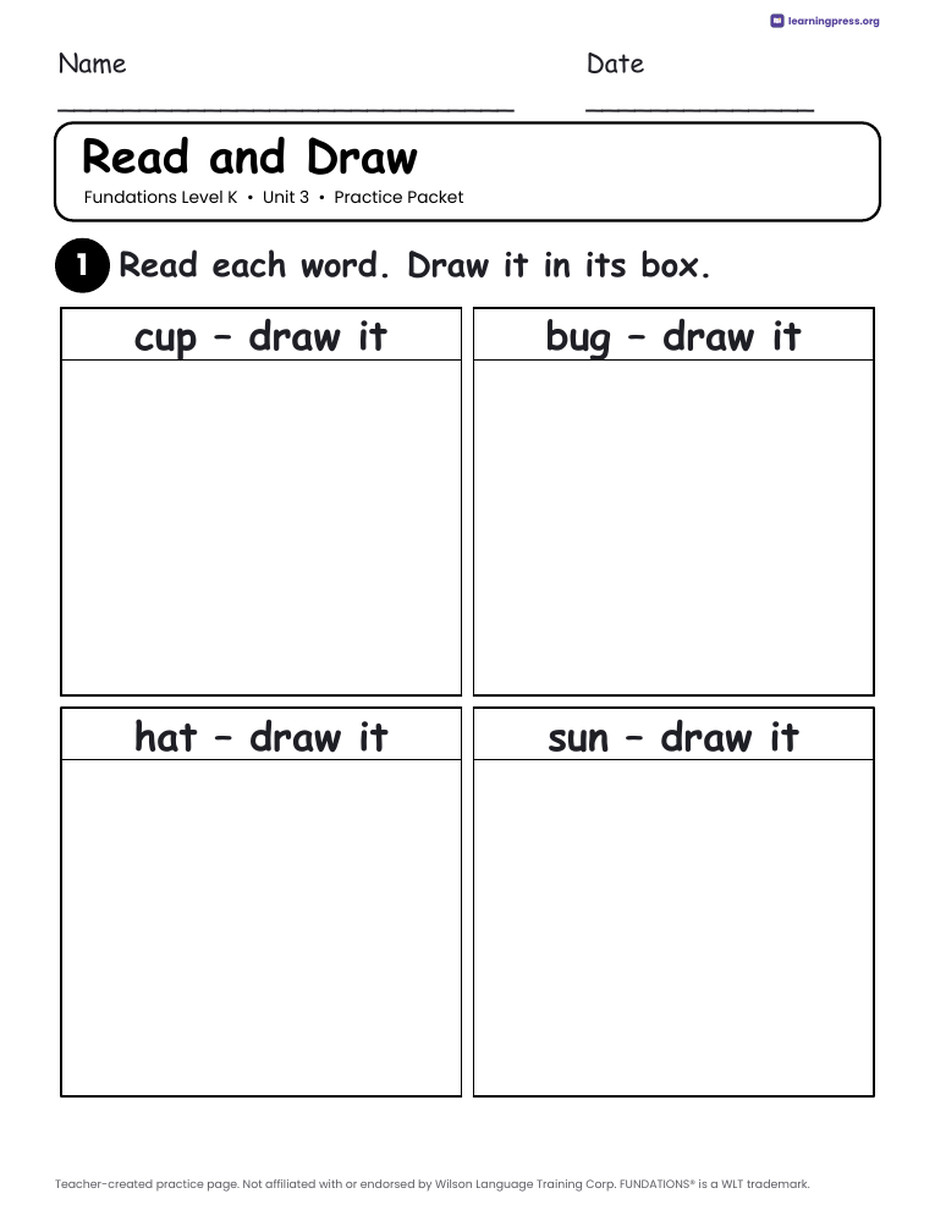 Preview page 4 of Fundations Level K Unit 3 Practice Packet