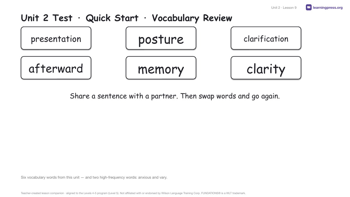 Preview page 4 of Fundations Level 5 Unit 2 Lesson Slides
