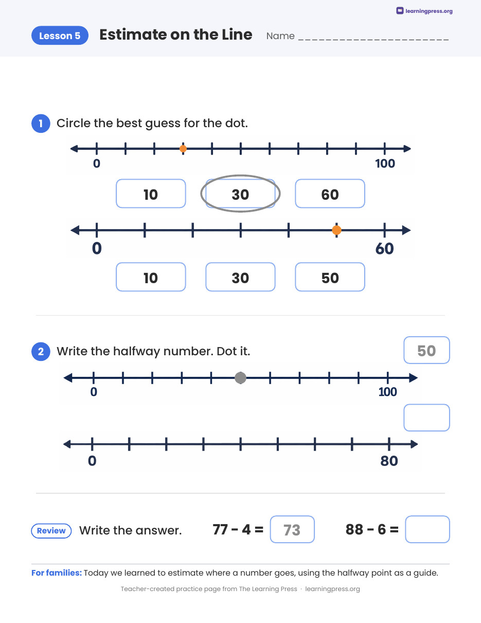 Preview page 2 of Illustrative Math (IM®) Aligned 2nd Grade Unit 4 Homework Packet (Color & B&W)