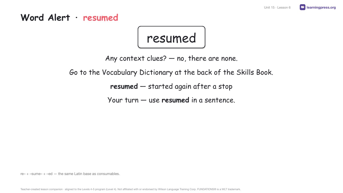 Preview page 3 of Fundations Level 4 Unit 15 Lesson Slides