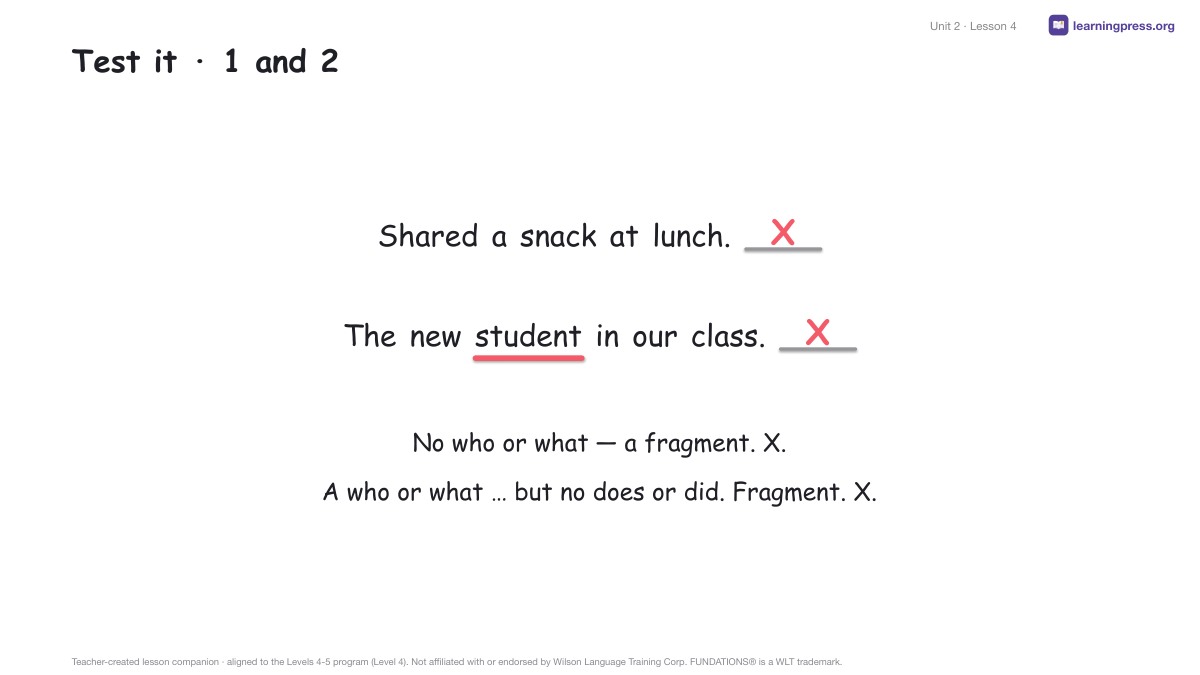 Preview page 2 of Fundations Level 4 Unit 2 Lesson Slides