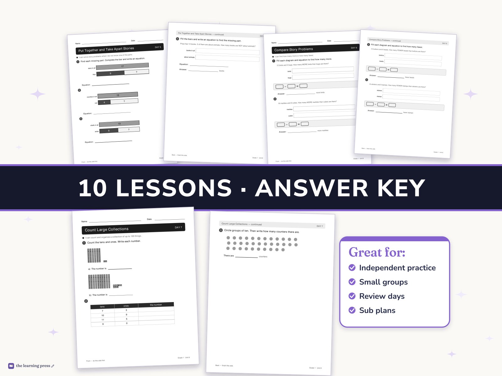 Preview page 3 of Illustrative Math (IM®) Aligned 1st Grade Unit 8 Worksheets: Putting It All Together