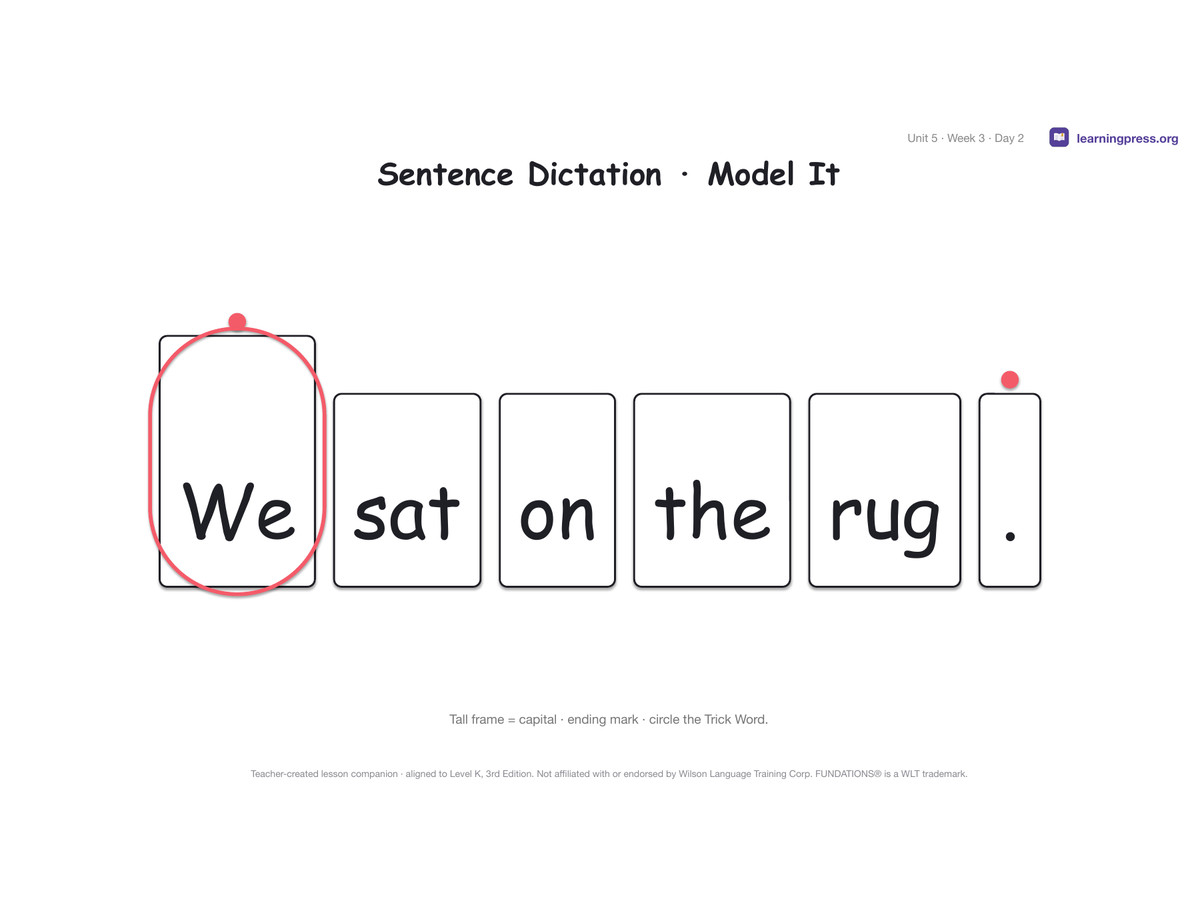Preview page 2 of Fundations Level K Unit 5 Lesson Slides – 3rd Edition Aligned