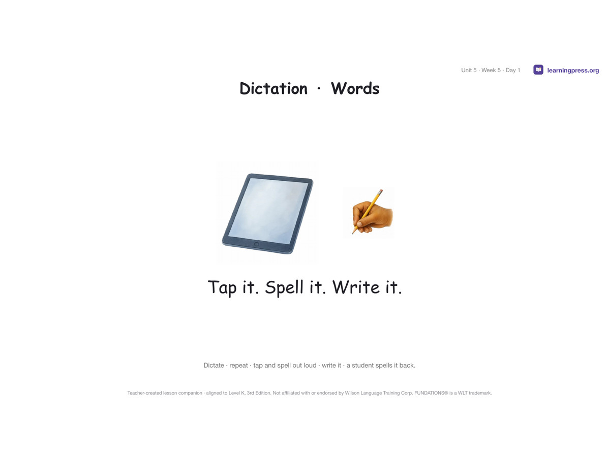 Preview page 3 of Fundations Level K Unit 5 Lesson Slides – 3rd Edition Aligned