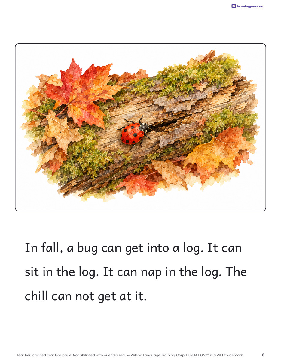 Preview page 2 of Fundations®-Aligned Decodable Nonfiction Book · Level 1 Unit 4: Fall