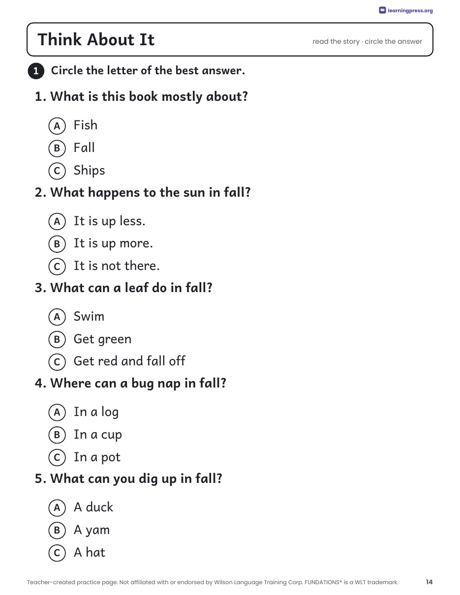 Preview page 3 of Fundations®-Aligned Decodable Nonfiction Book · Level 1 Unit 4: Fall