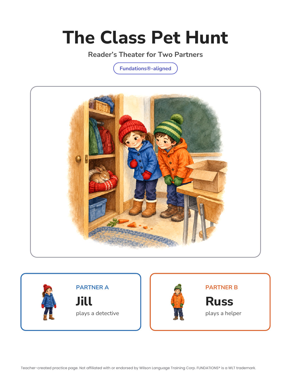 Preview page 1 of Fundations-Aligned Partner Reader's Theater · Level 3 Unit 4