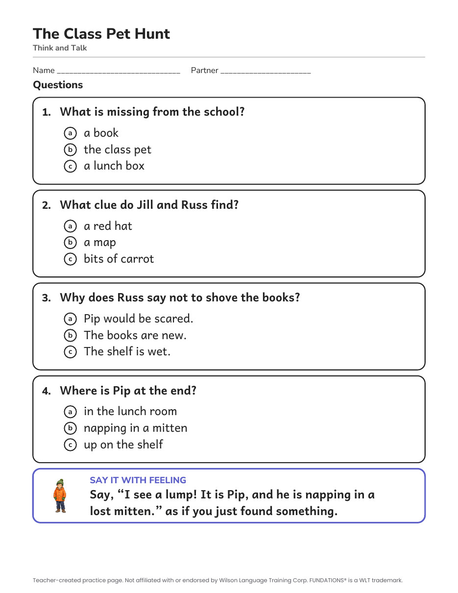 Preview page 3 of Fundations-Aligned Partner Reader's Theater · Level 3 Unit 4