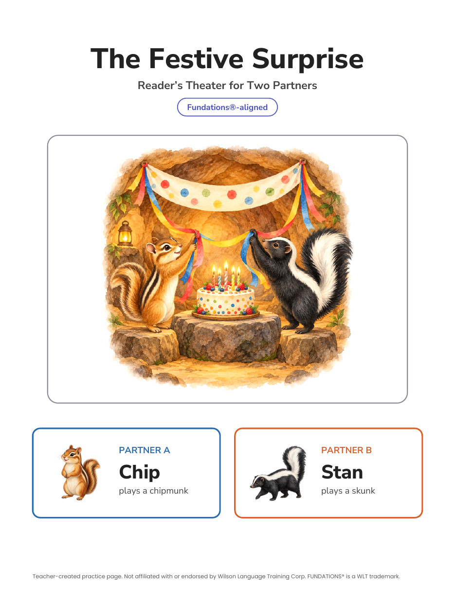 Preview page 4 of Fundations-Aligned Partner Reader's Theater · Level 3 Unit 4