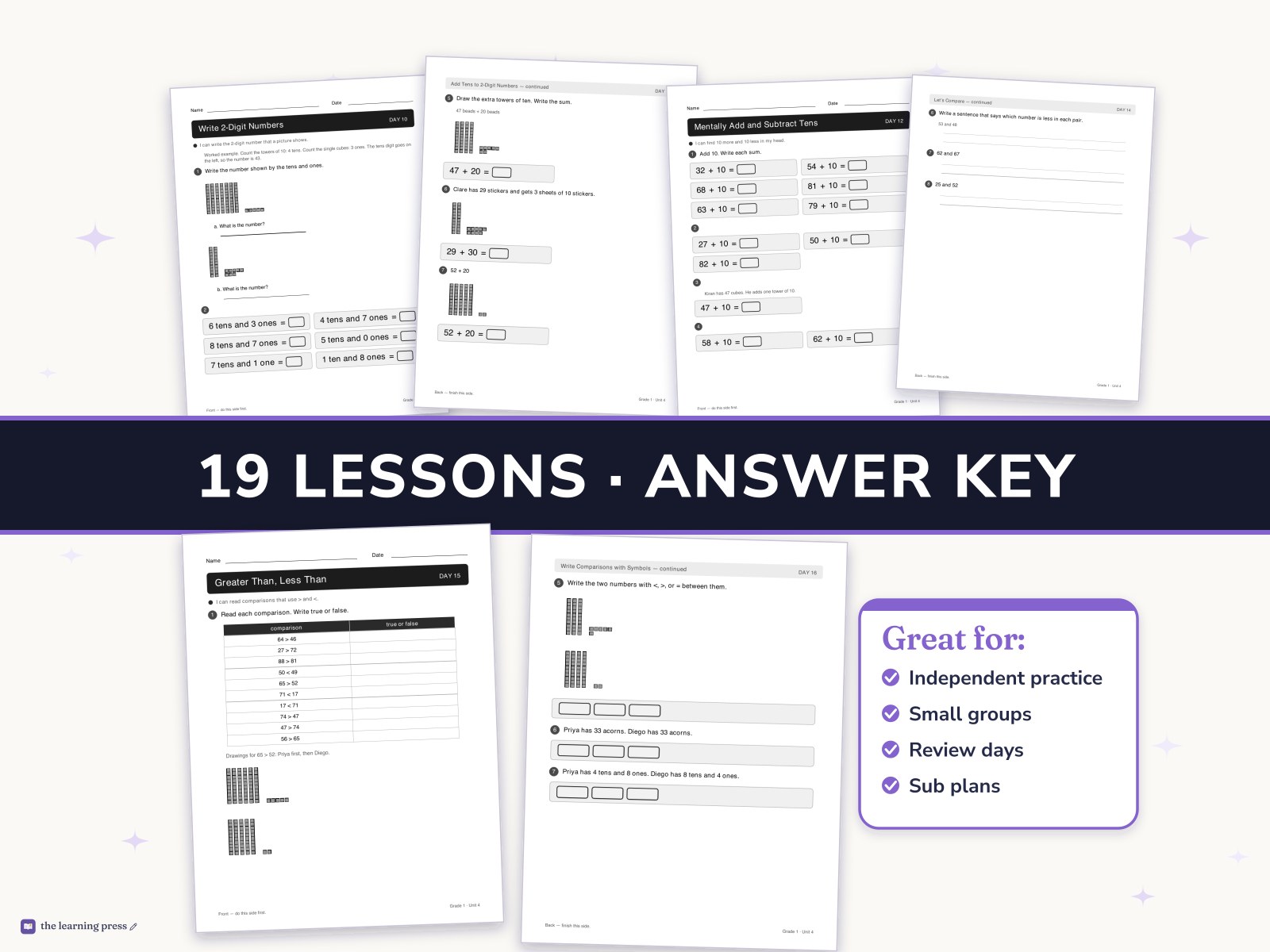 Preview page 3 of Illustrative Math (IM®) Aligned 1st Grade Unit 4 Worksheets: Numbers to 99
