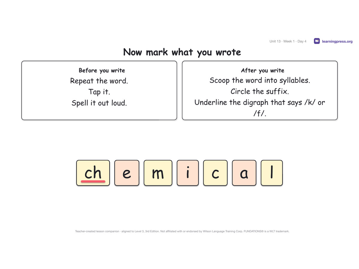 Preview page 2 of Fundations Level 3 Unit 13 Lesson Slides – 3rd Edition Aligned