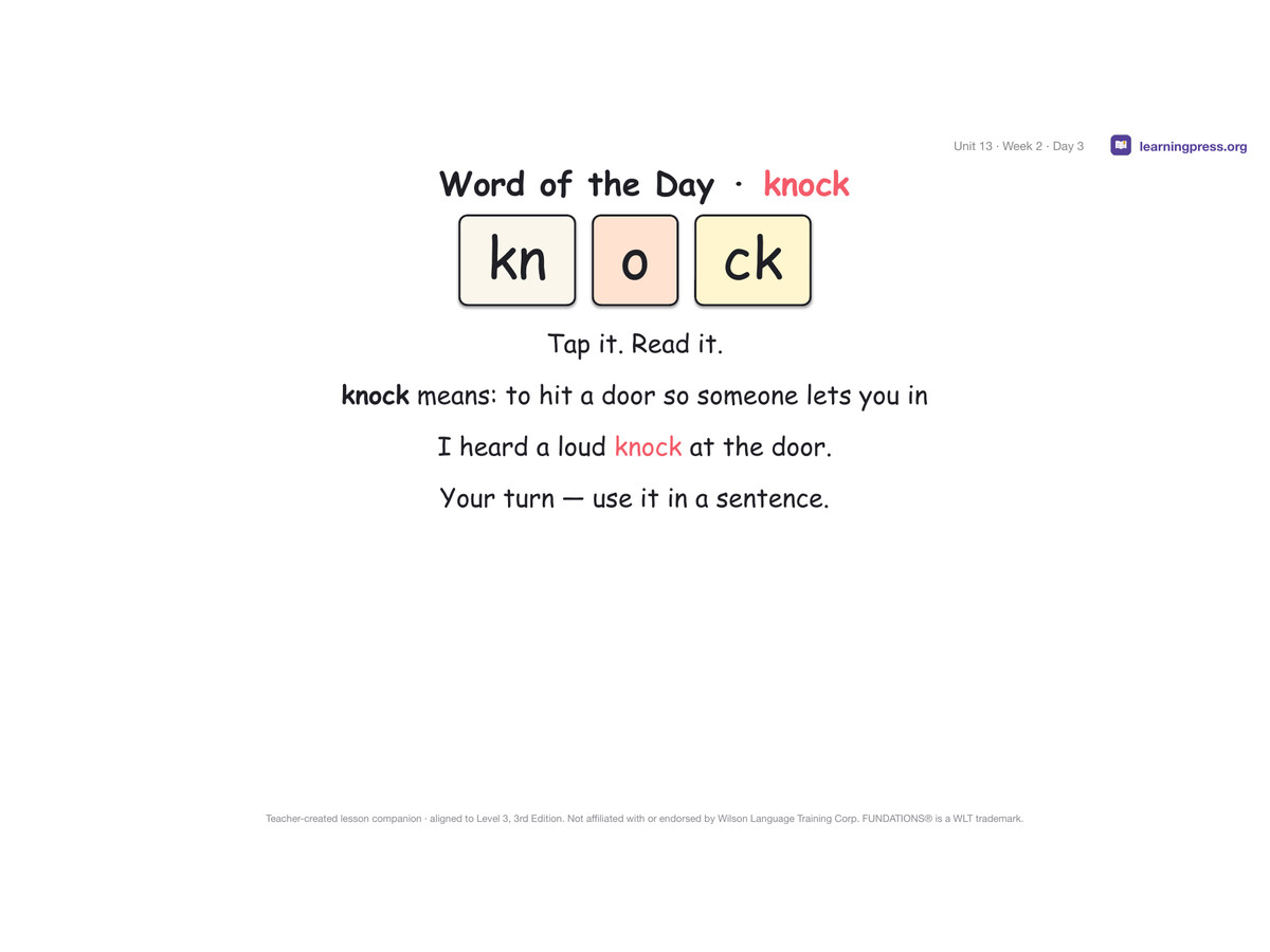 Preview page 3 of Fundations Level 3 Unit 13 Lesson Slides – 3rd Edition Aligned