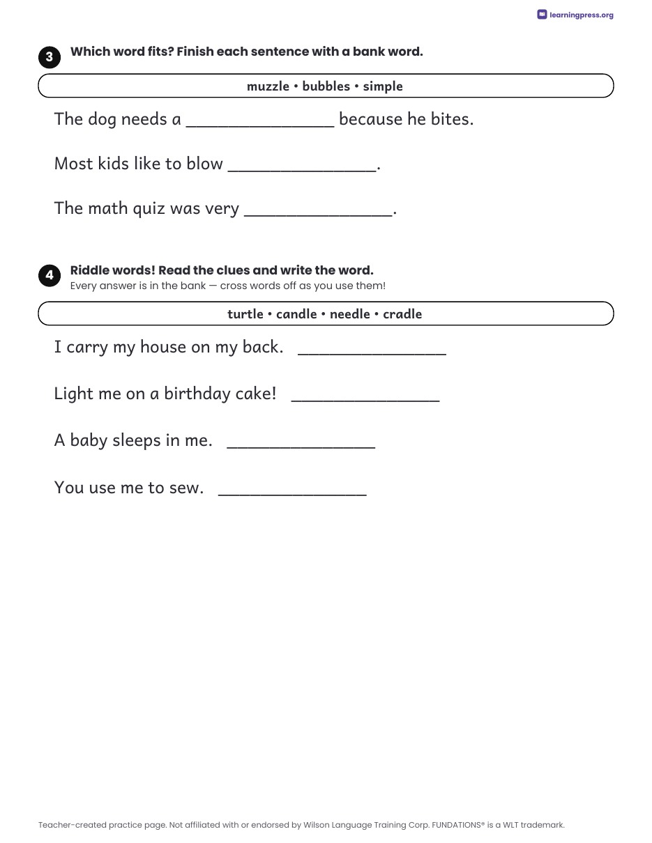 Preview page 2 of Fundations Level 2 Unit 17 Daily Lesson Work Pages