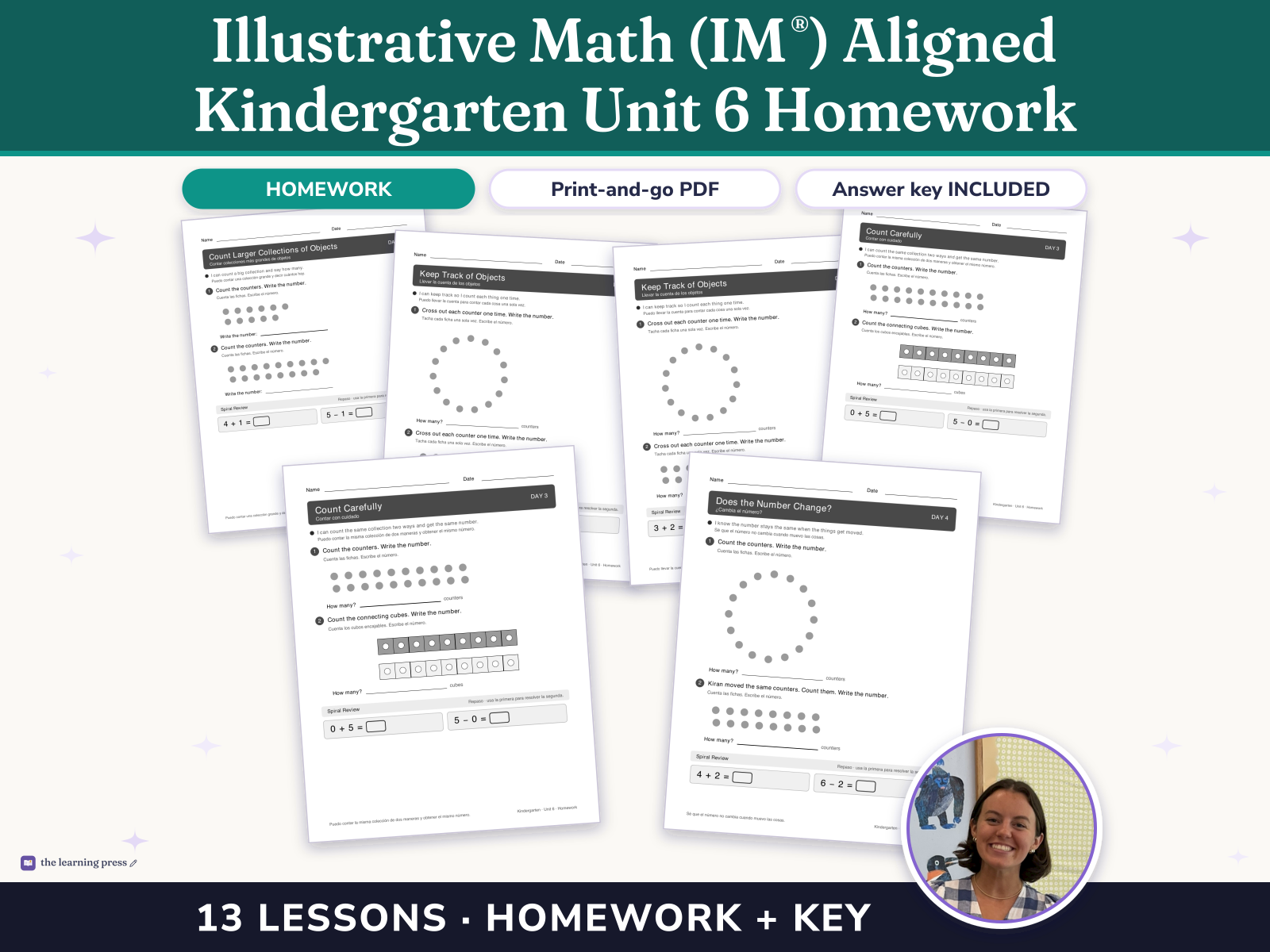 Preview page 1 of Illustrative Math (IM®) Aligned Kindergarten Unit 6 Homework: Numbers 0–20