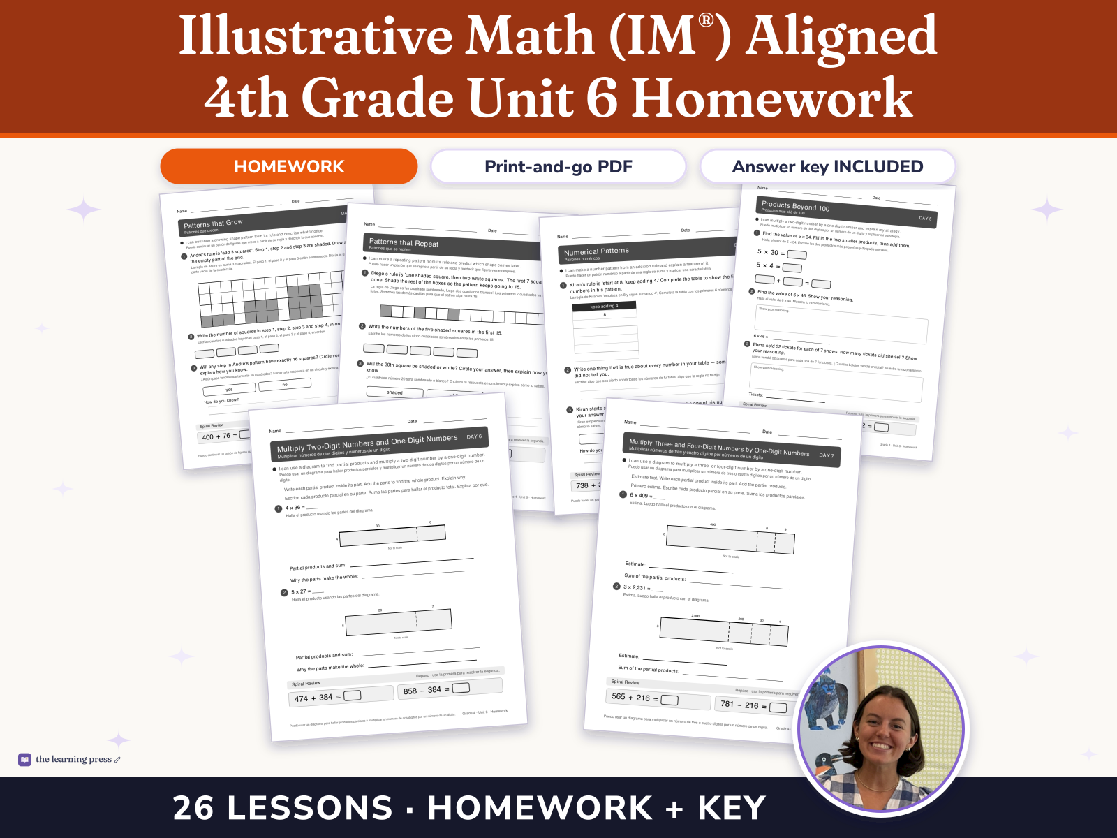 Preview page 1 of Illustrative Math (IM®) Aligned 4th Grade Unit 6 Homework: Multiplying and Dividing Multi-digit Numbers