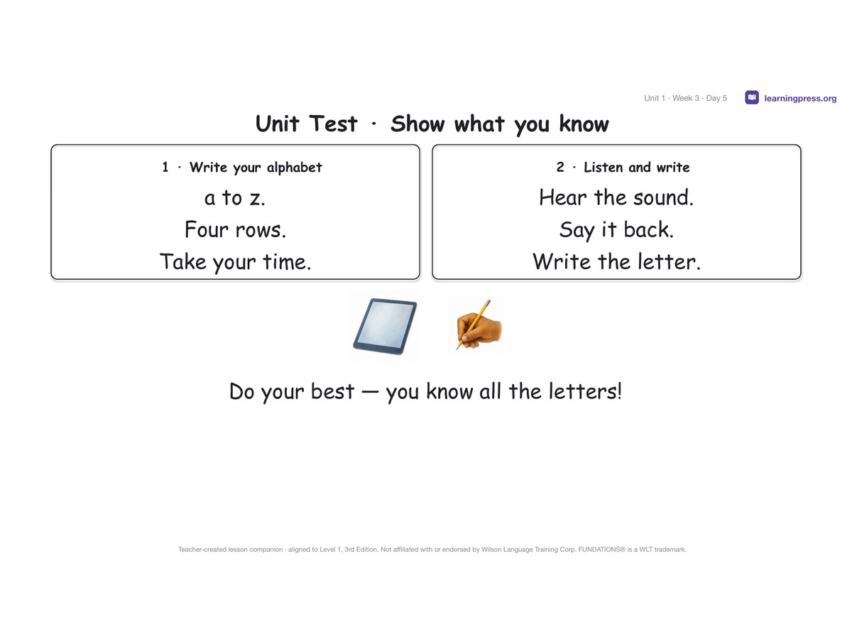 Preview page 4 of Fundations Level 1 Unit 1 Lesson Slides – 3rd Edition Aligned