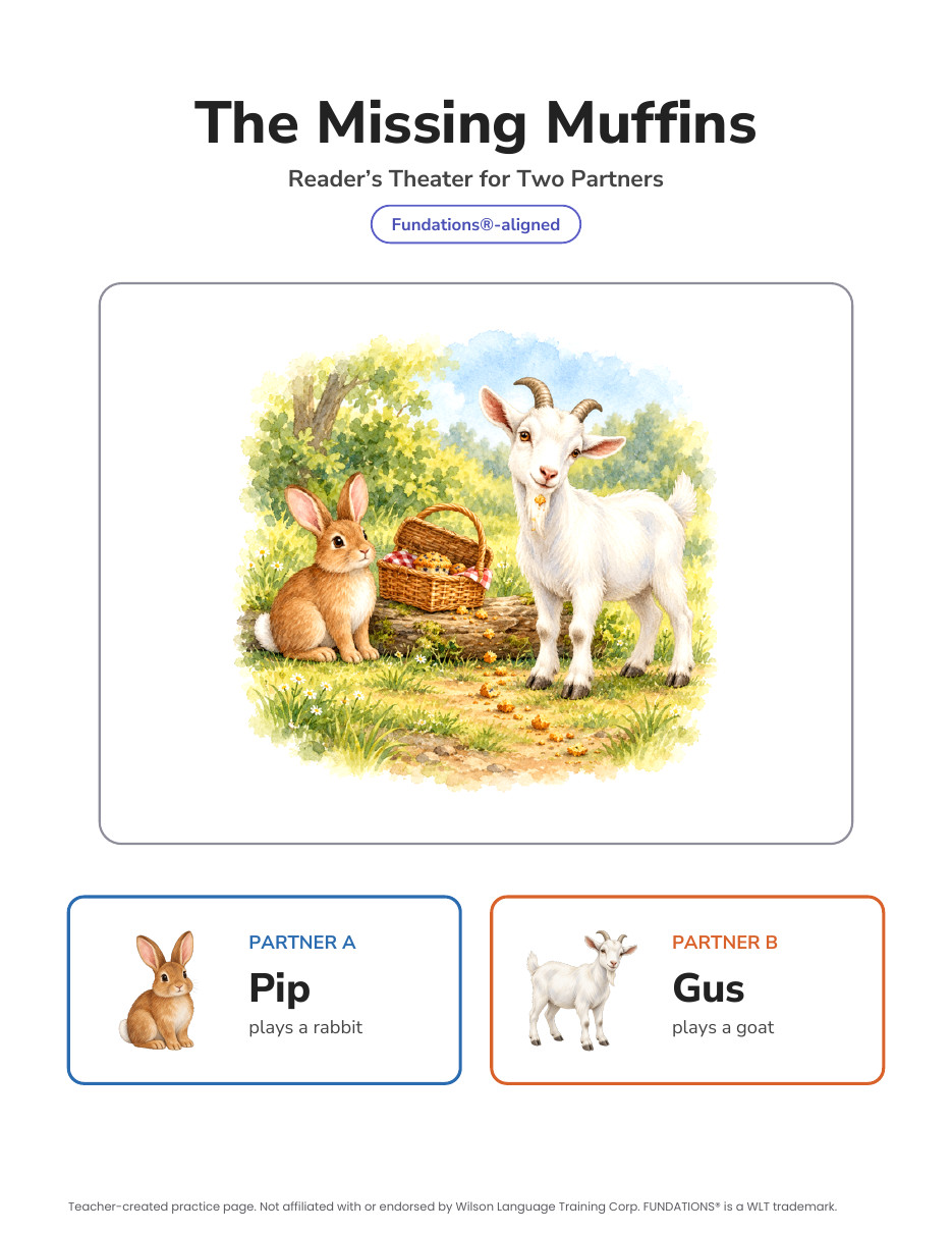 Preview page 1 of Fundations-Aligned Partner Reader's Theater · Level 2 Unit 5