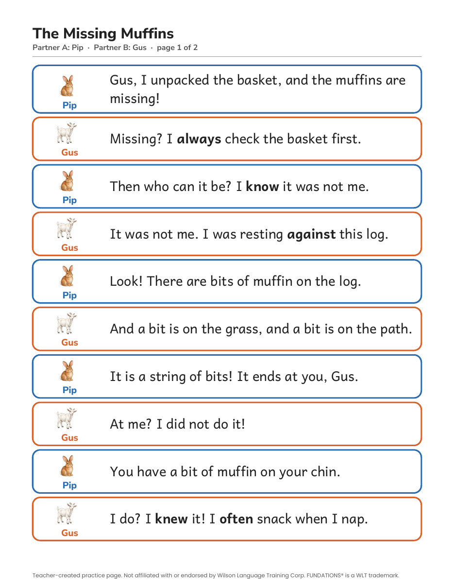 Preview page 2 of Fundations-Aligned Partner Reader's Theater · Level 2 Unit 5