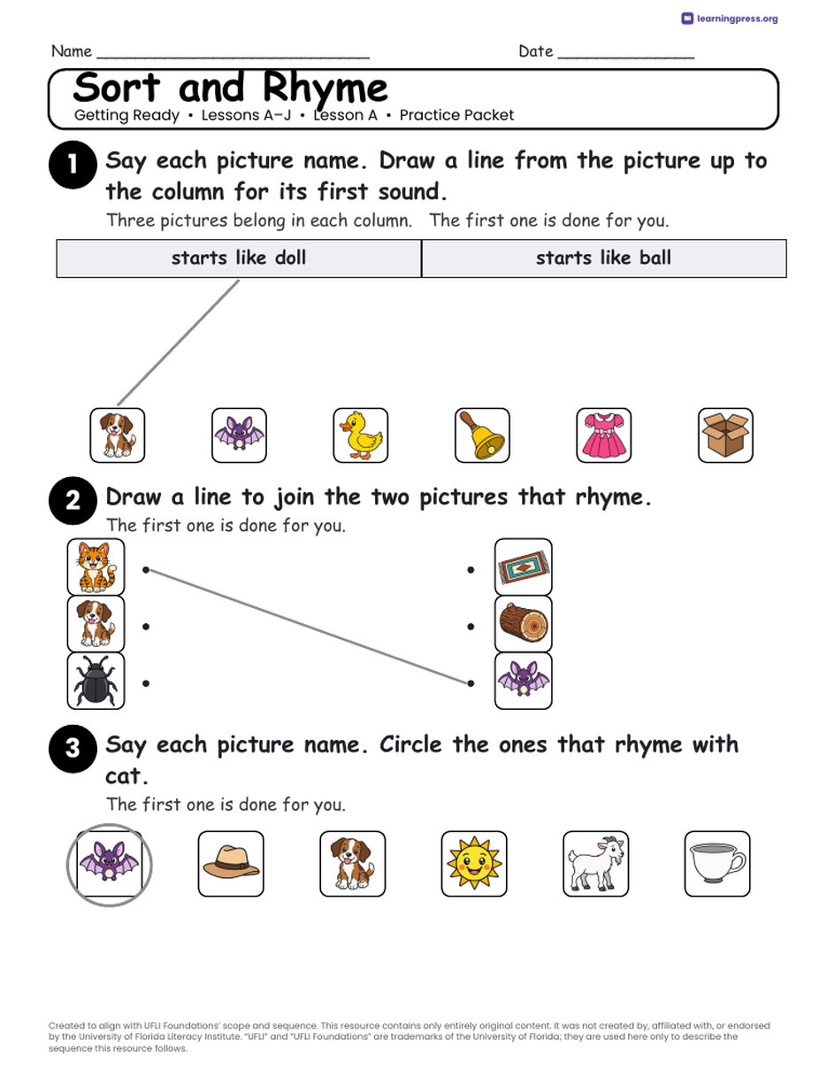 Preview page 3 of Getting Ready Unit Bundle · Lessons A–J