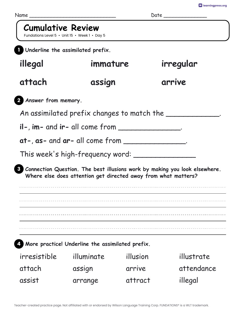 Preview page 2 of Fundations Level 5 — Complete Level Bundle (Units 1–15)