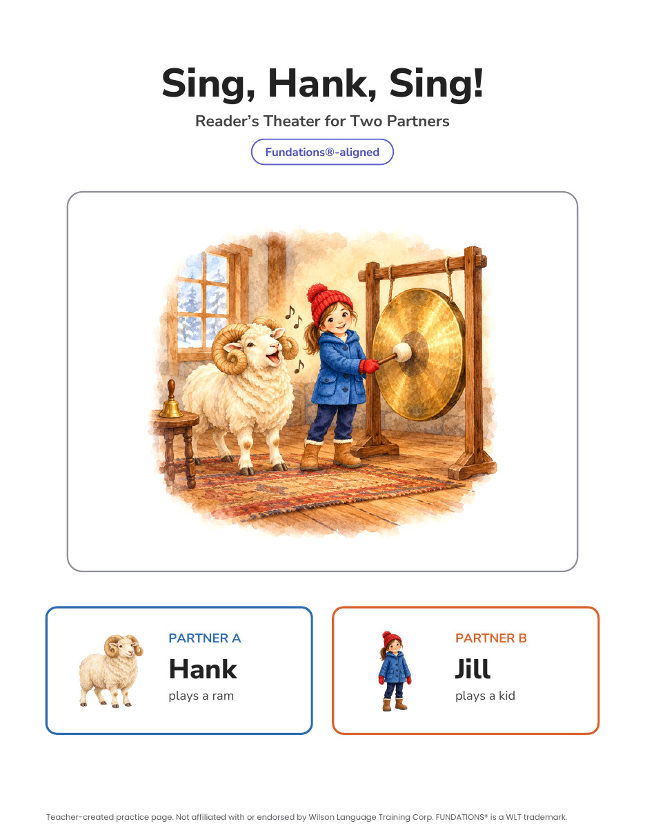 Preview page 1 of Fundations-Aligned Partner Reader's Theater · Level 1 Unit 7