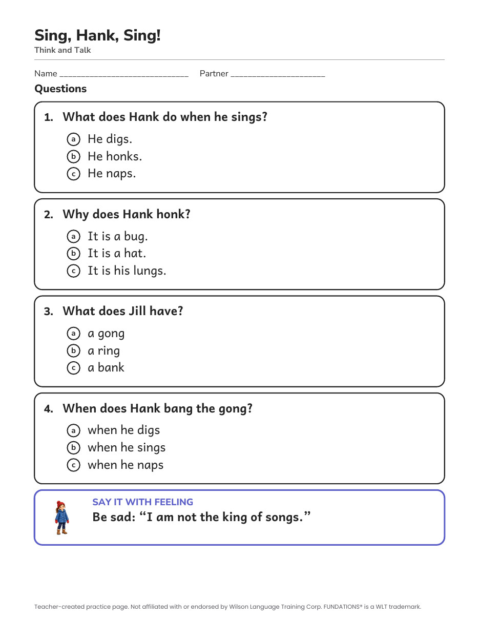 Preview page 3 of Fundations-Aligned Partner Reader's Theater · Level 1 Unit 7