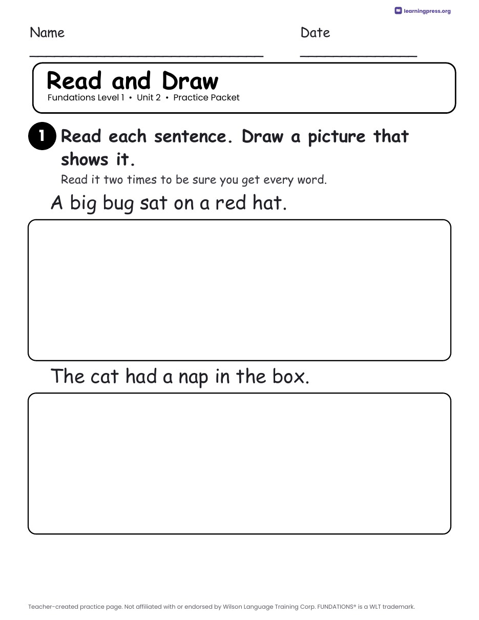 Preview page 4 of Fundations Level 1 Unit 2 Practice Packet