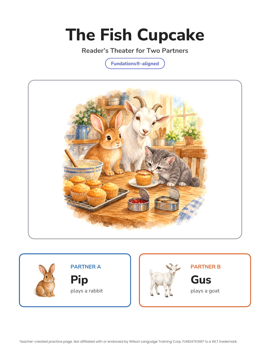 Preview page 1 of Fundations-Aligned Partner Reader's Theater · Level 1 Unit 12