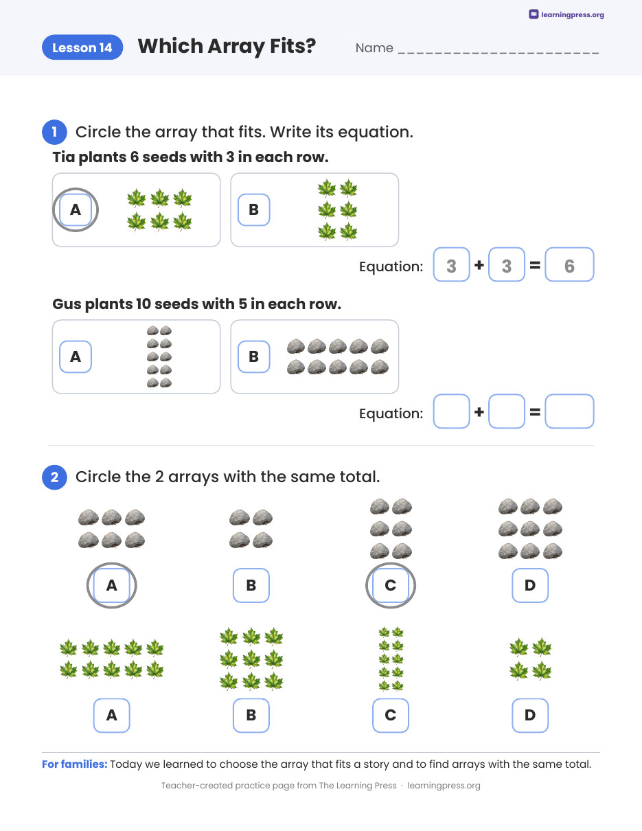 Preview page 4 of Illustrative Math (IM®) Aligned 2nd Grade Unit 8 Homework Packet (Color & B&W)