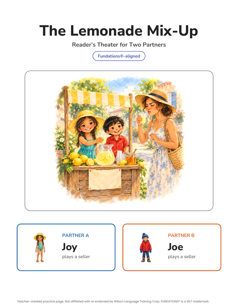 Preview page 1 of Fundations-Aligned Partner Reader's Theater · Level 3 Unit 11