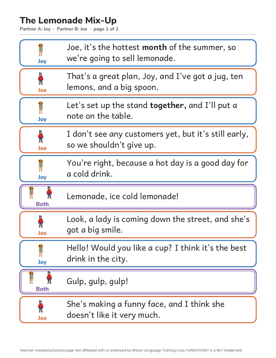 Preview page 2 of Fundations-Aligned Partner Reader's Theater · Level 3 Unit 11