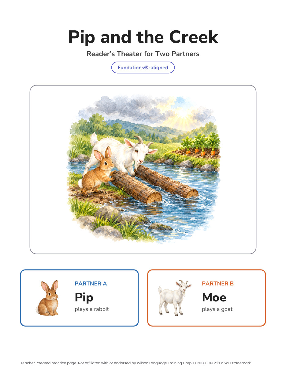 Preview page 4 of Fundations-Aligned Partner Reader's Theater · Level 3 Unit 11
