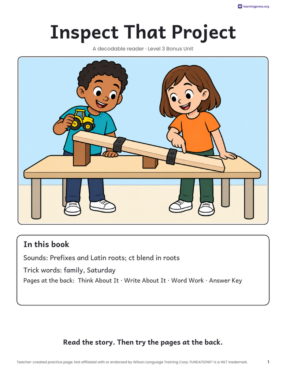 Preview page 2 of Fundations®-Aligned Decodable Reader · Level 3 Bonus Unit