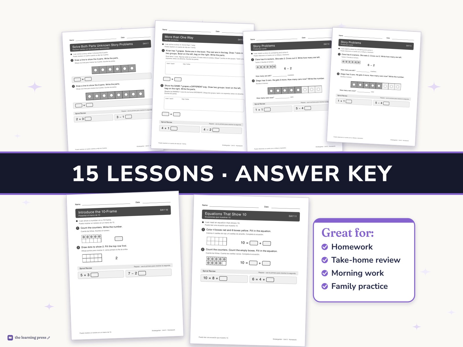 Preview page 3 of Illustrative Math (IM®) Aligned Kindergarten Unit 5 Homework: Composing and Decomposing Numbers to 10