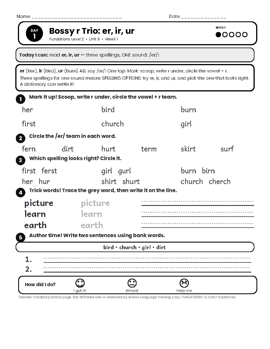 Preview page 4 of Fundations LEVEL 2 — Full-Year Bundle (Units 1–17)