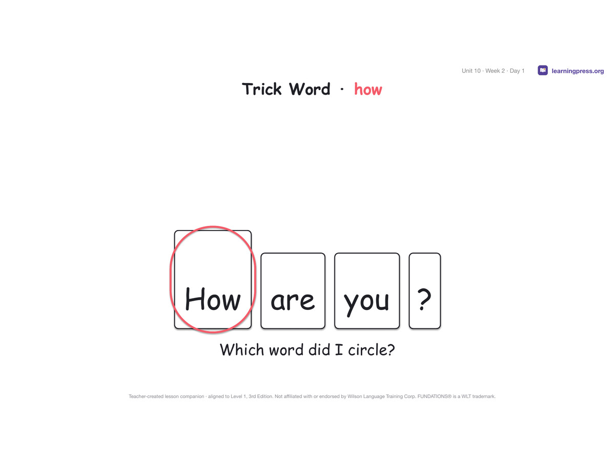 Preview page 2 of Fundations Level 1 Unit 10 Lesson Slides – 3rd Edition Aligned