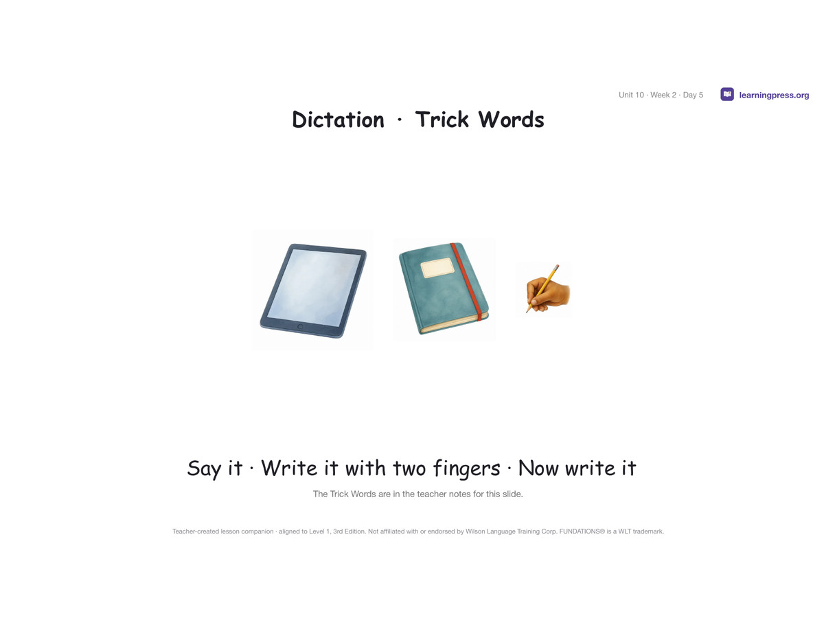 Preview page 3 of Fundations Level 1 Unit 10 Lesson Slides – 3rd Edition Aligned
