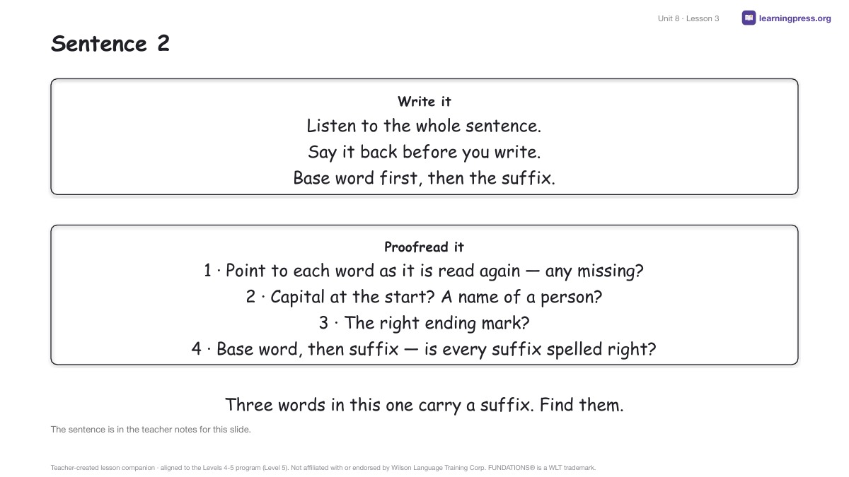 Preview page 2 of Fundations Level 5 Unit 8 Lesson Slides