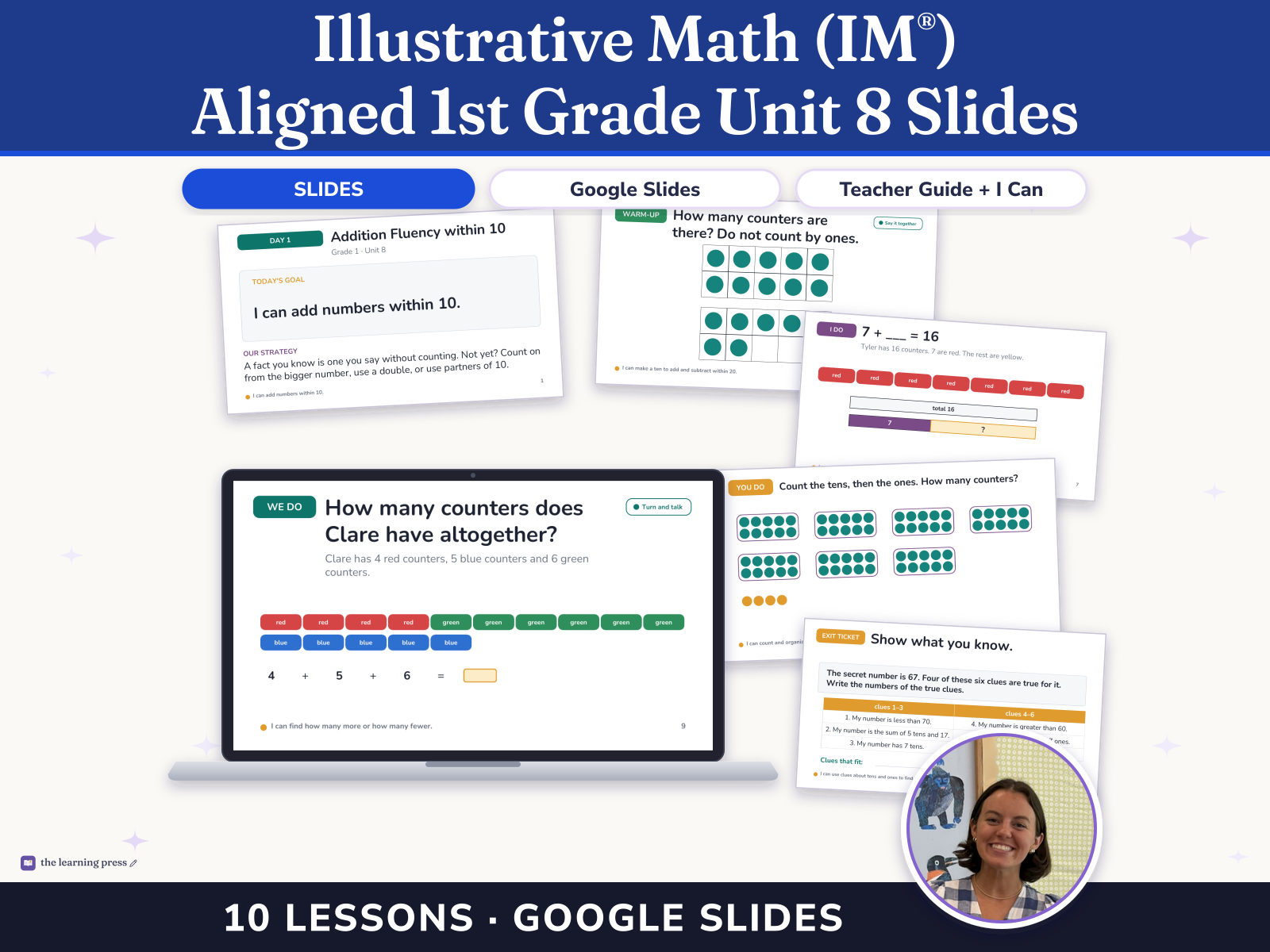 Preview page 1 of Illustrative Math (IM®) Aligned 1st Grade Unit 8 Slides: Putting It All Together