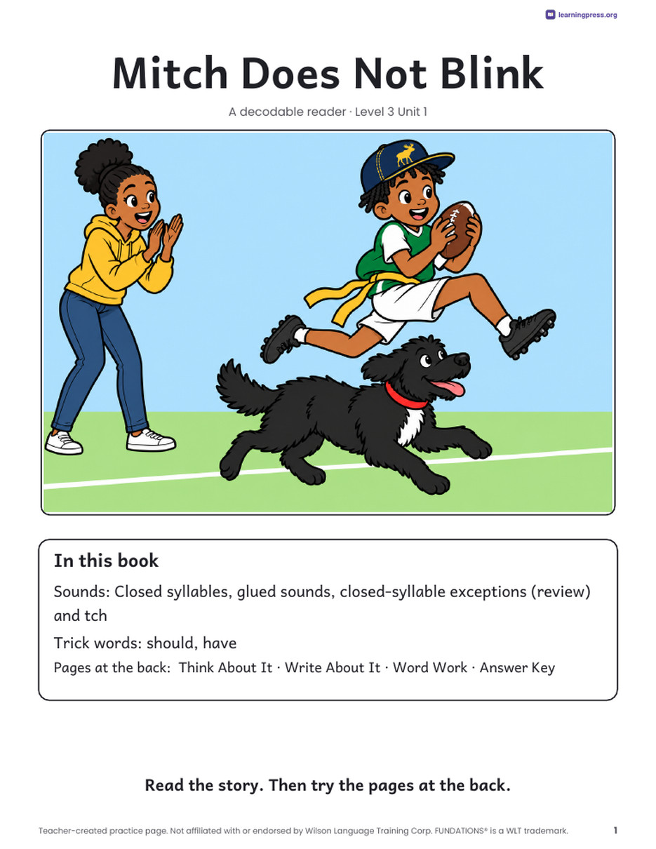 Preview page 2 of Fundations®-Aligned Decodable Reader · Level 3 Unit 1