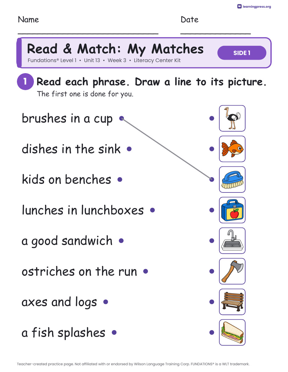 Preview page 3 of Fundations Level 1 Unit 13 Week 3 Literacy Center Kit