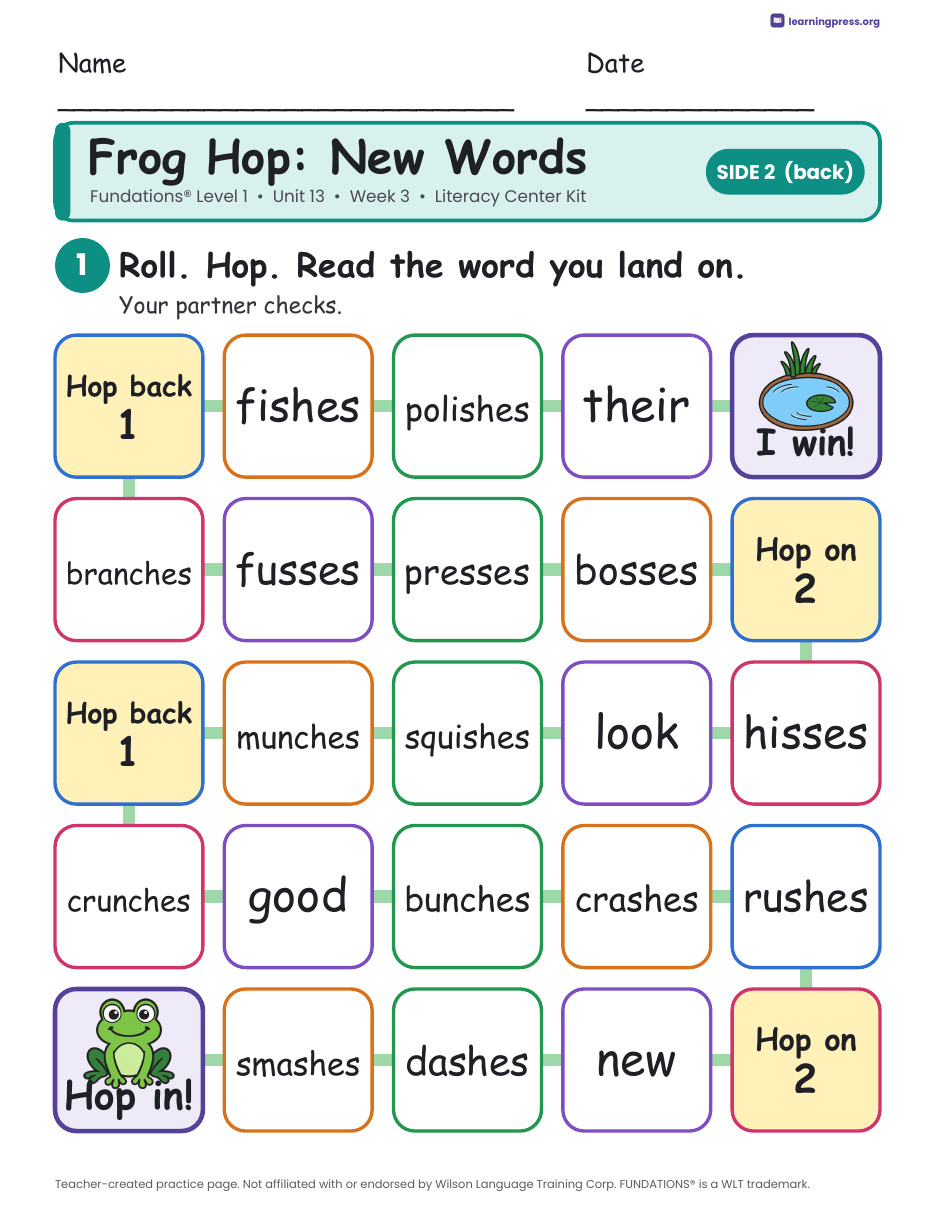 Preview page 4 of Fundations Level 1 Unit 13 Week 3 Literacy Center Kit