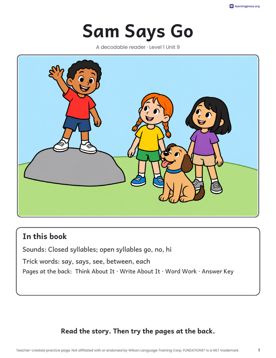 Preview page 2 of Fundations®-Aligned Decodable Reader · Level 1 Unit 9