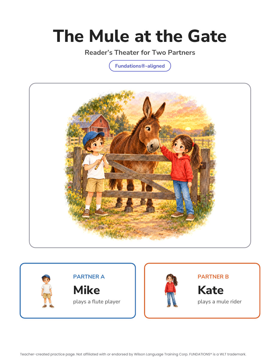 Preview page 1 of Fundations-Aligned Partner Reader's Theater · Level 3 Unit 3