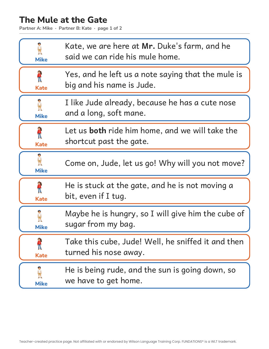Preview page 2 of Fundations-Aligned Partner Reader's Theater · Level 3 Unit 3
