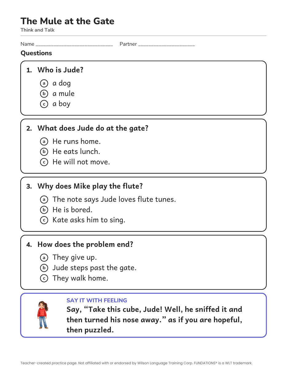 Preview page 3 of Fundations-Aligned Partner Reader's Theater · Level 3 Unit 3
