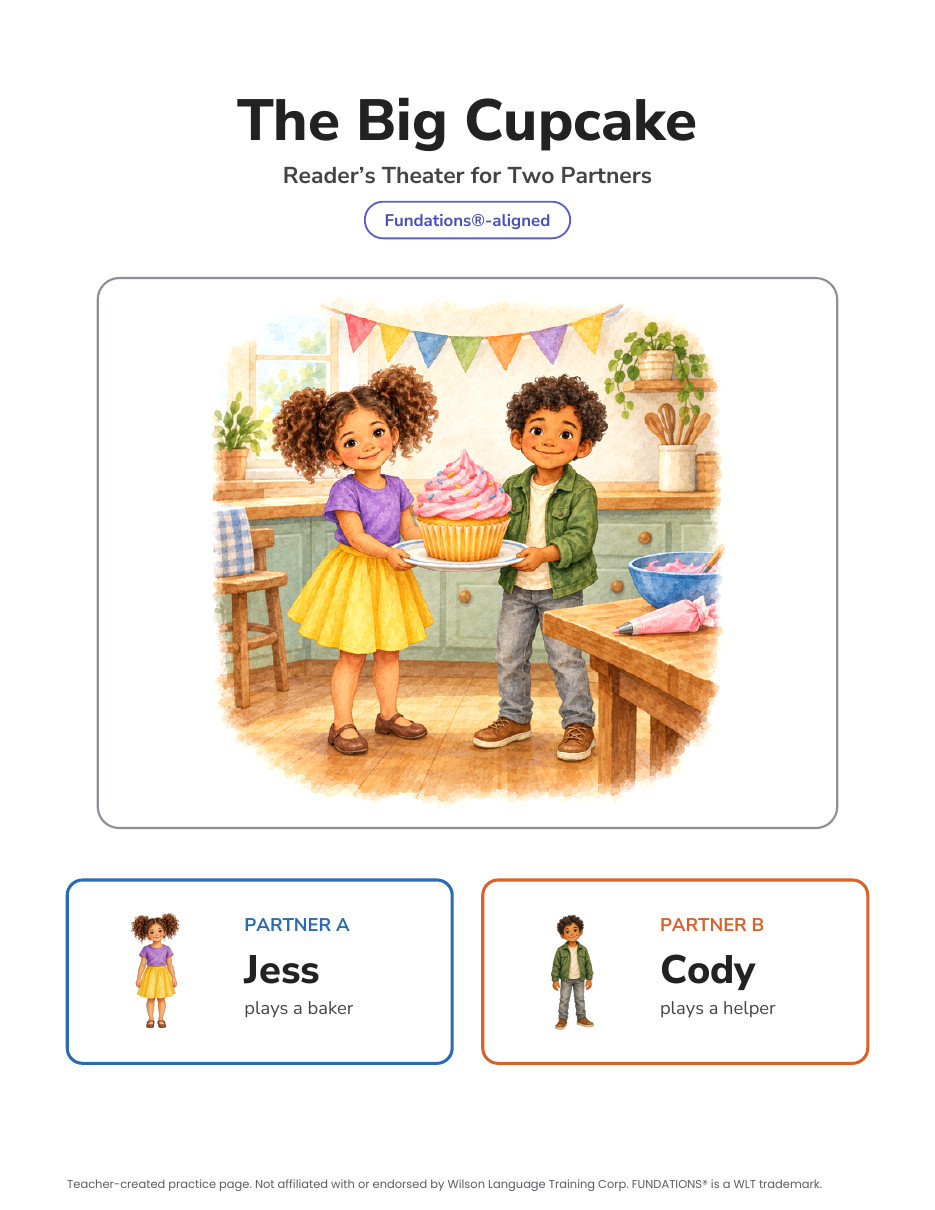 Preview page 4 of Fundations-Aligned Partner Reader's Theater · Level 3 Unit 3