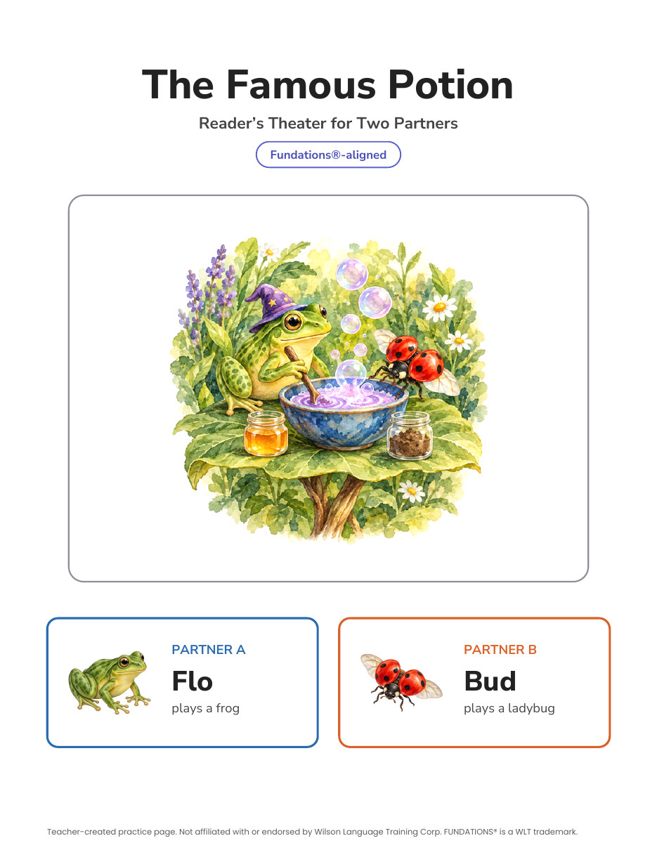 Preview page 4 of Fundations-Aligned Partner Reader's Theater · Level 3 Unit 14
